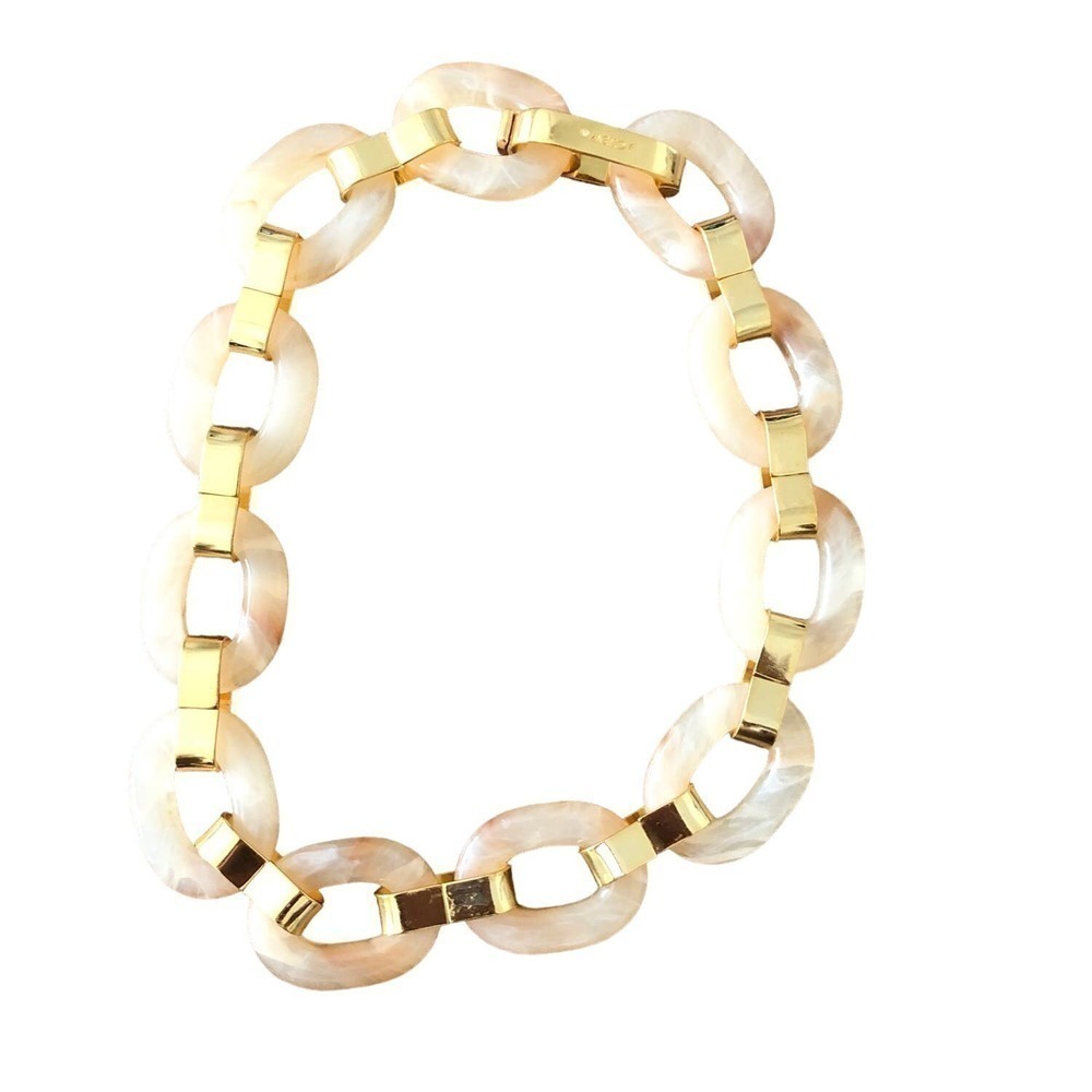 J. Crew Natural Lucite Necklace Torquise Gold link